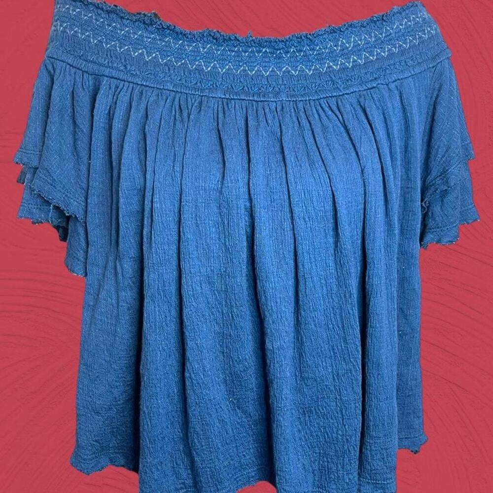 Free People Off Shoulder Gauze Top